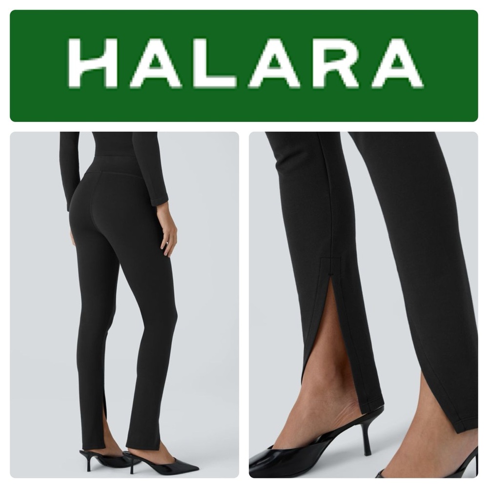 HALARA Full length Black Halara Flex™ High Waisted Front Split Work Pants